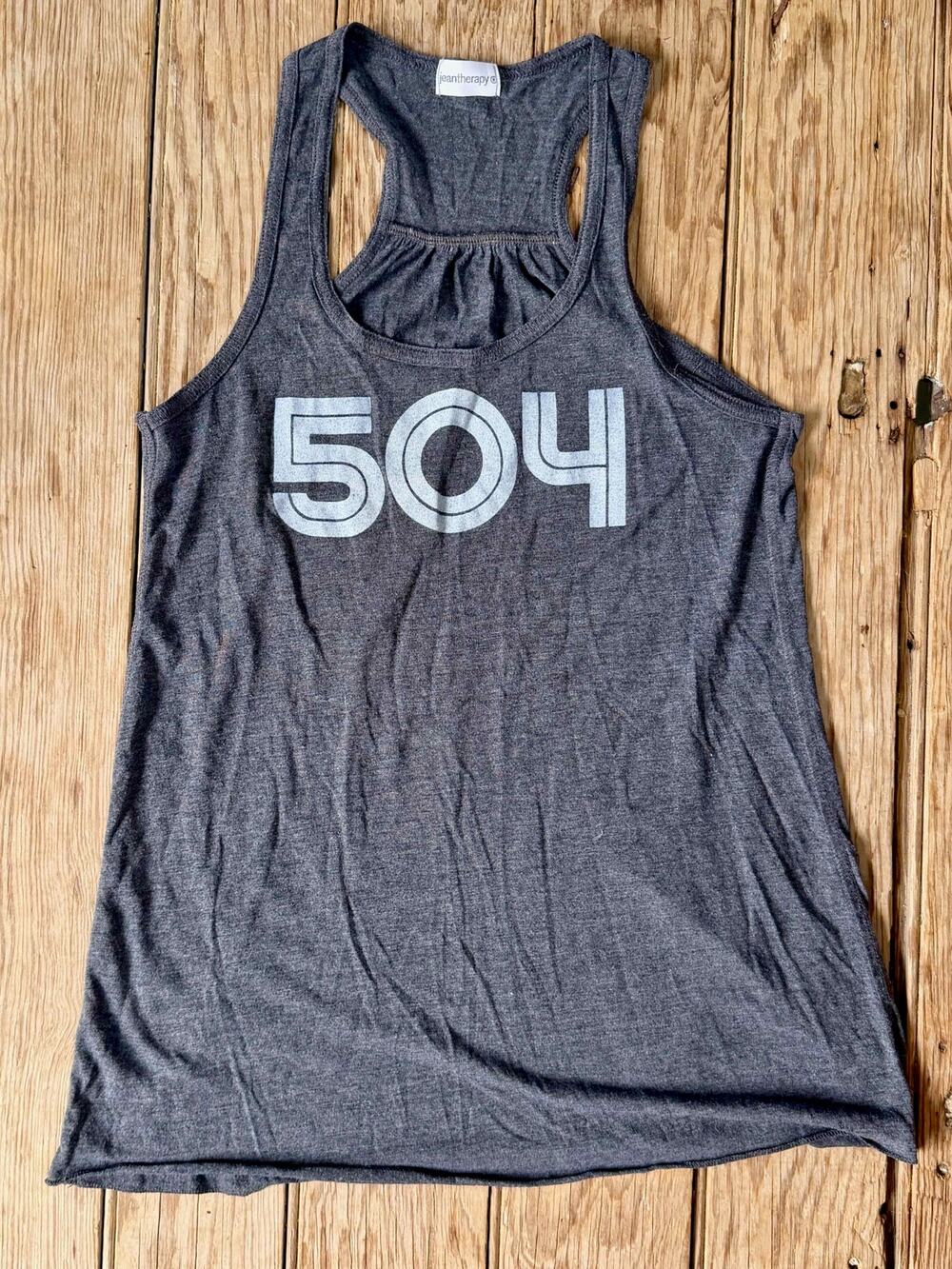 Jean Therapy Gray Racerback 504 Tank Top Small Football NOLA